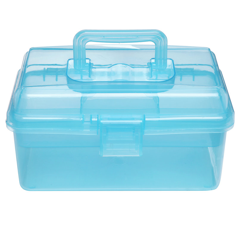 First Aid Tiered Trays Supply Plastic Art Carrying Case, Blue