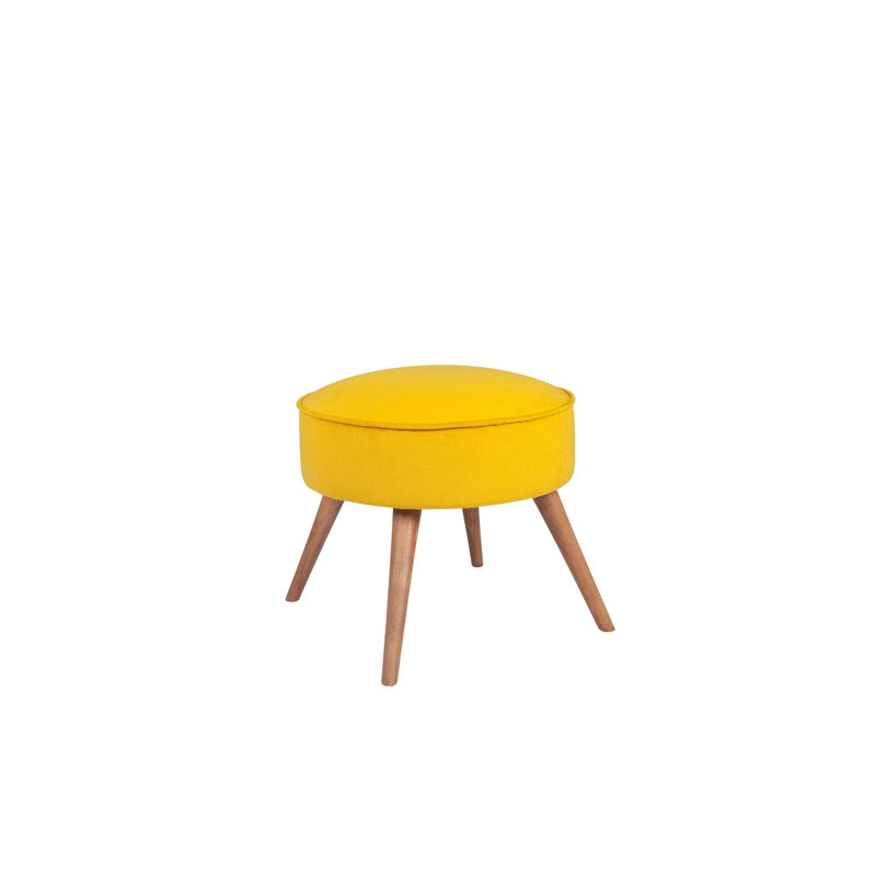 Élégant pouf jaune, structure en bois de sapin massif, 17,7 po x 16,1 po x 17,7 po | Tissu 100% polyester facile à nettoyer, mousse 32% pour plus de confort | Parfait pour le salon, la chambre à coucher ou le vestibule, design moderne et fonctionnel
