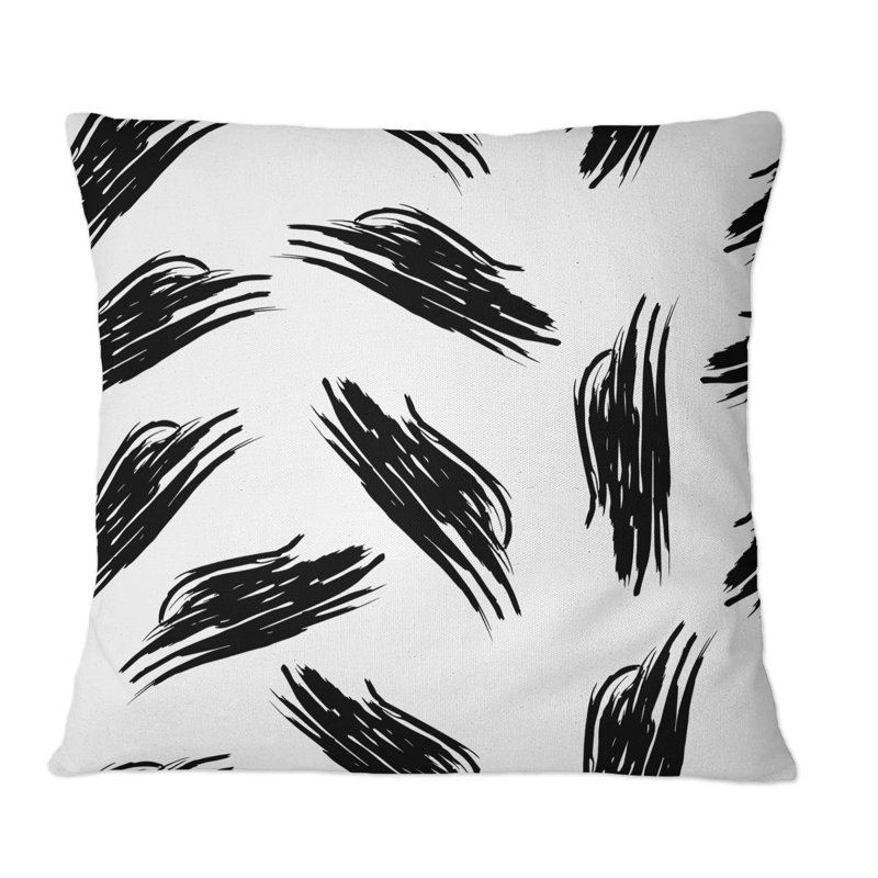Coussin décoratif imprimé abstrait graphique sur fond blanc, 16 po x 16 po