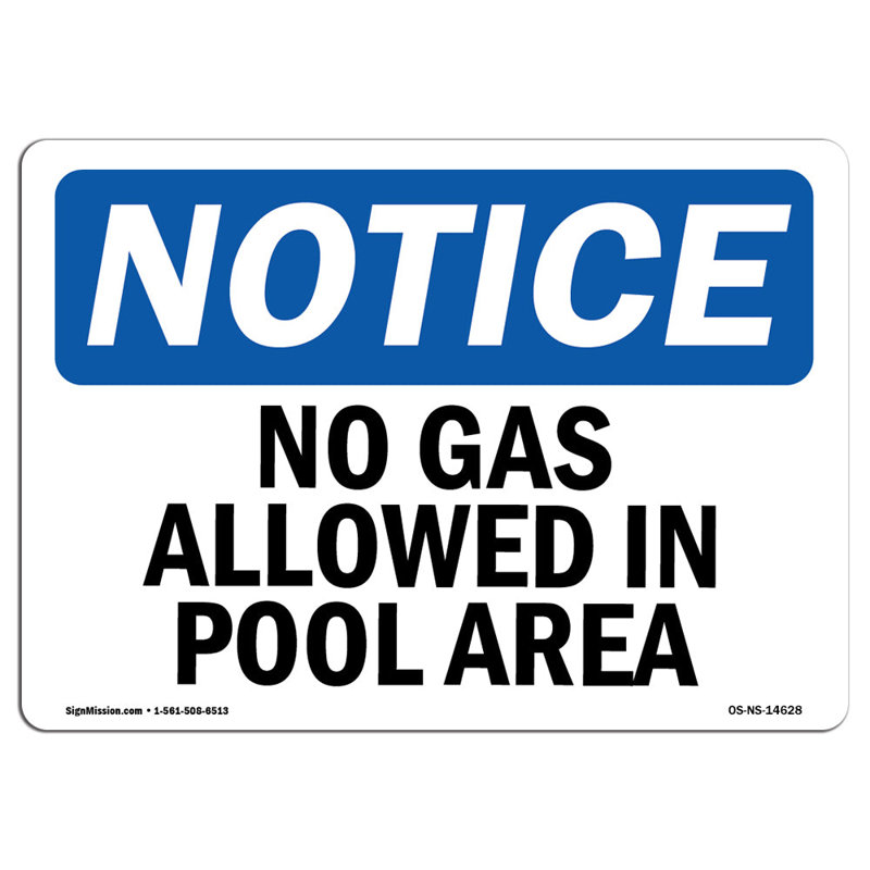 Avis de l'OSHA - Aucun verre permis dans la piscine, H 18 po x l 12 po x P 0,1 po