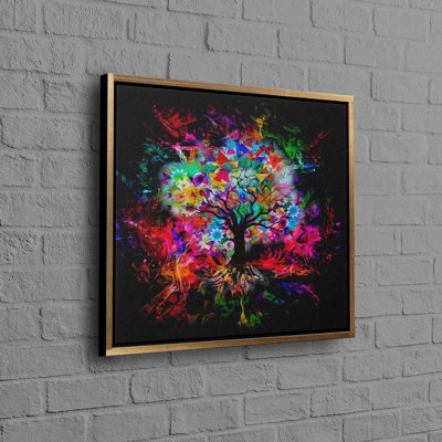Superbe art mural 3D en toile de coton avec un motif vibrant d'arbre de vie parfait pour la décoration moderne et idéal pour offrir en cadeau