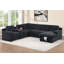 Canapé modulaire moderne en chenille noir capitonné 4 pièces avec canapé-lit et rangement-351908894