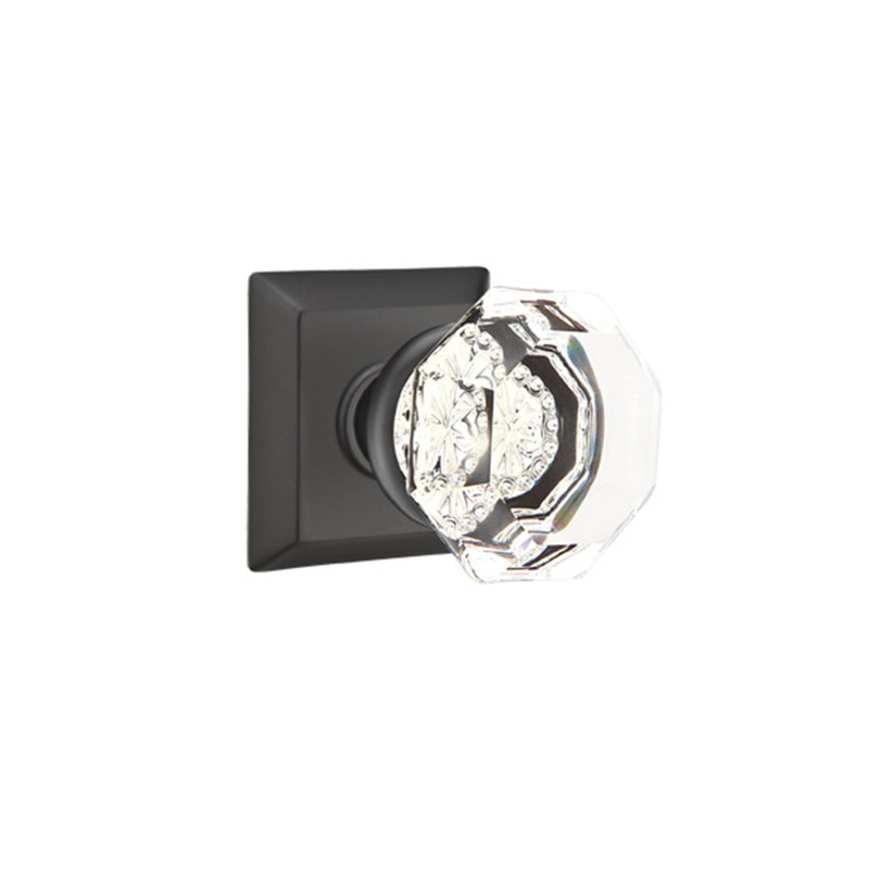 Ensemble de boutons d'intimité Emtek avec rosette Quincy et bouton Old Town, Dos plat