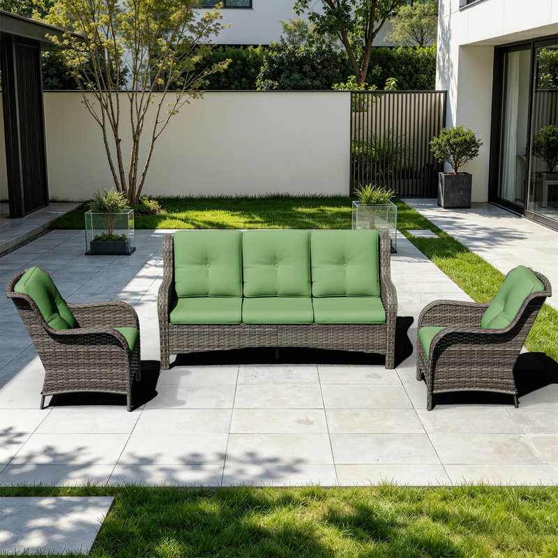 Ensemble de mobilier de patio pour 5 personnes Shaeden, Vert
