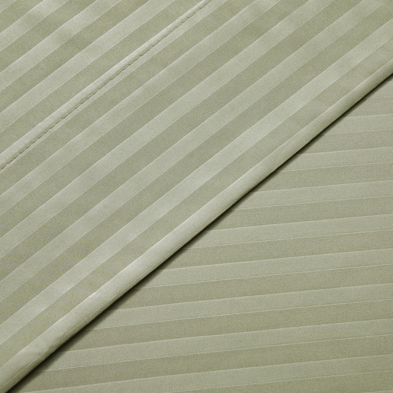 Ensemble de draps 6 pièces Dobby, Sauge / rayé, Ensemble de draps pour très grand lit californien