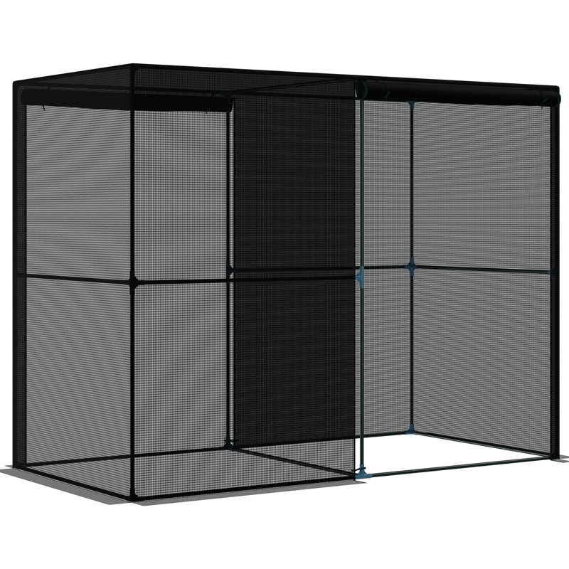 4' X 8' Crop Protector Tent - Black For Garden. Zippered Door, Steel & Mesh. Stable. 94.5" L 48.27" W 71.46" H Cage Vegetables Plants. With Doors. Frame Stable In 71.46