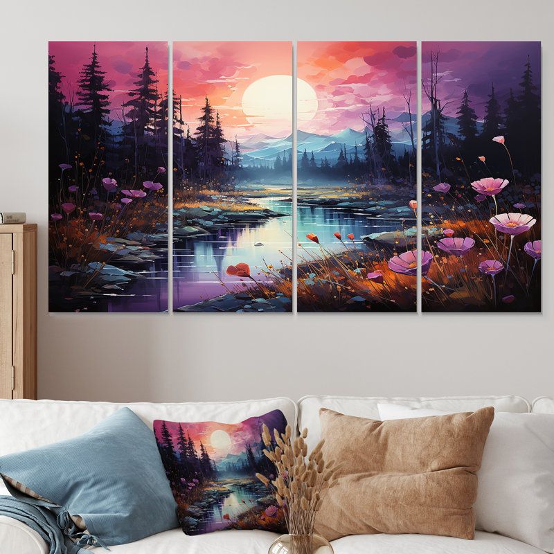 4 pièces d'art mural Northern Light, H 28 po x l 48 po