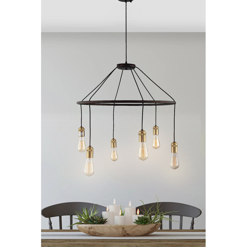 Chemane 6 - Light Cascade Chandelier 6-Light Rustic Centerpiece Circular Chandelier