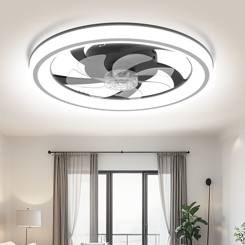 Ventilateur de plafond avec télécommande, température de couleur à 3 DEL, moteur CA silencieux à 6 vitesses, réglage de la minuterie, luminosité réglable