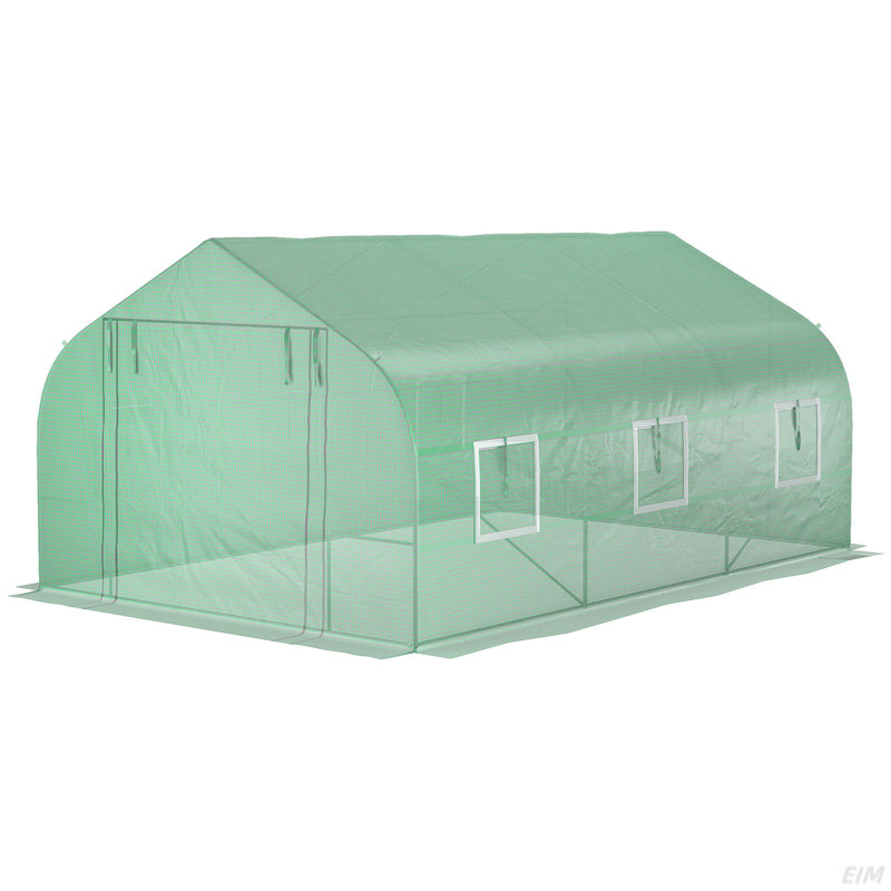 11.5' X 10' X 7' Walk-In Greenhouse, Tunnel Green House With Zippered Mesh Door And 6 Mesh Windows, Gardening Plant Hot House With Galvanized Steel Frame