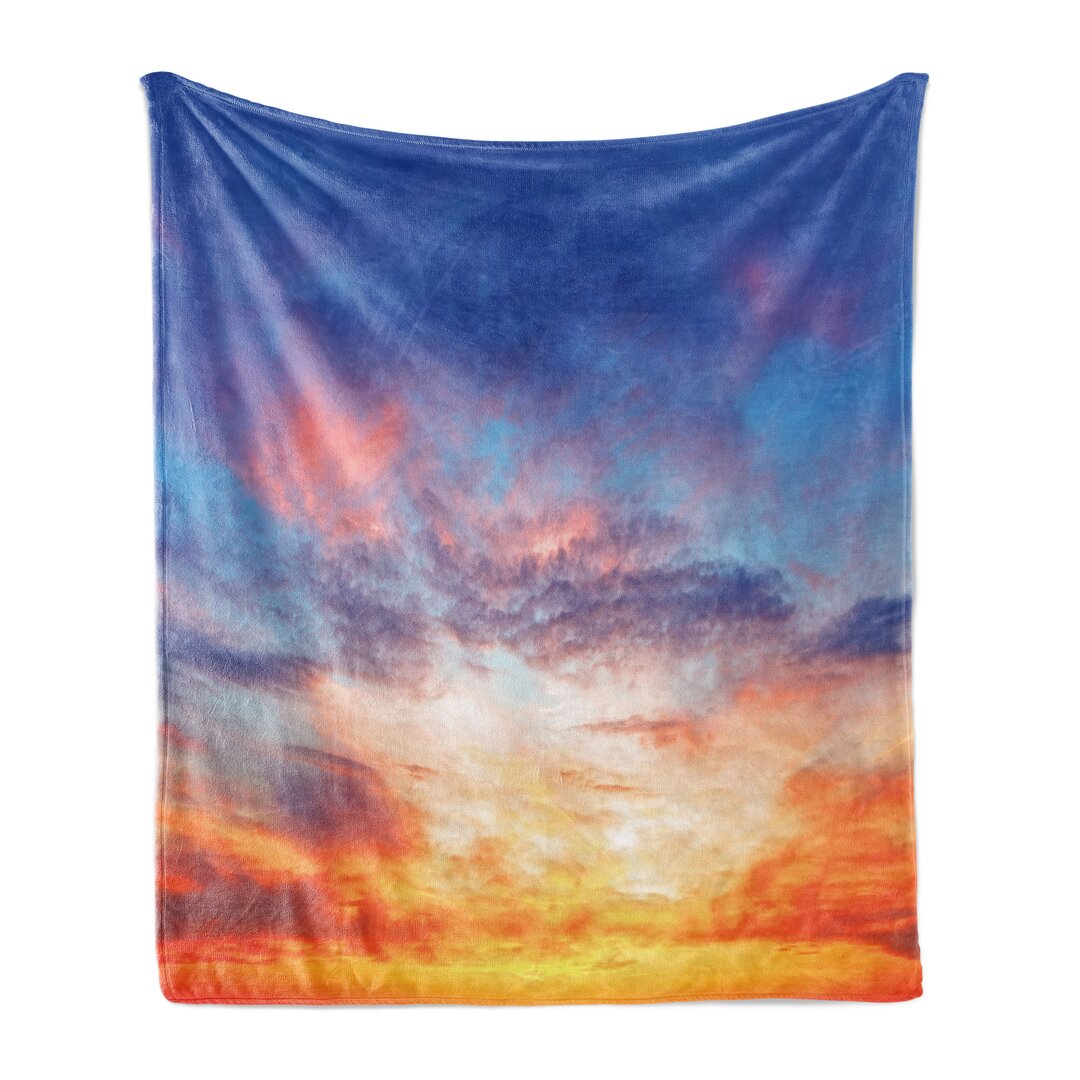 Weich Flanell Fleece Decke, Sonnenuntergang Wolkengebilde Himmel, Bunt, Orange Blue