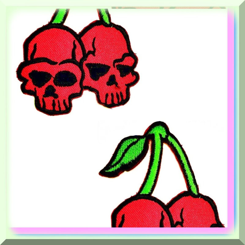 Cherry Skull Iron-On Patch Set (3 inches)