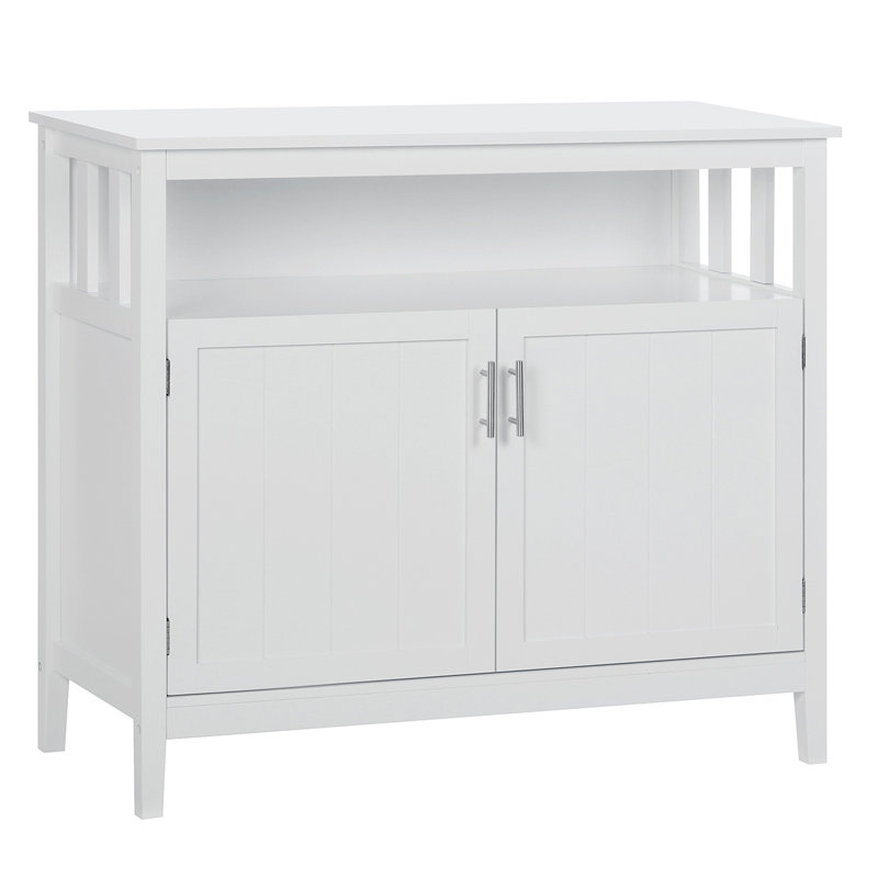 Ashalina Sideboard Buffet Server Cupboard Storage Cabinet Adjustable Shelf, 34.25" H x 39.96" W x 15.75" D, White 
