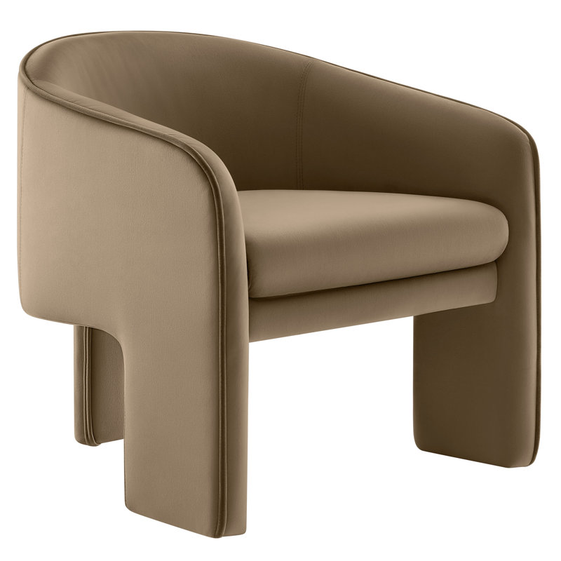 Greer Performance Velvet Upholstered Accent Armchair, Taupe Velvet