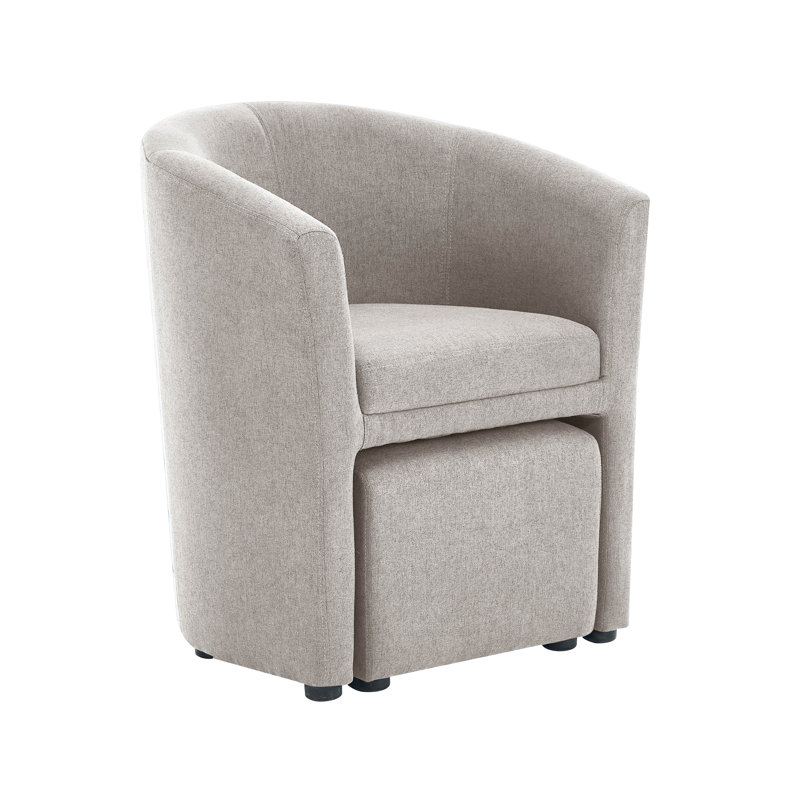 Alleria Fabric Accent Chair with Ottoman, Beige
