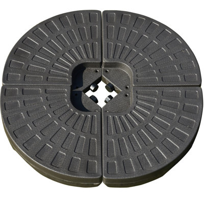 Cantilever Umbrella Base 4 Pieces, Fan Shaped Heavy, Handles Built-in, Resilient Material, 148 Lbs Water Or 220 Water/sand, Coffee Tone Heavyweight Pieces , Stable Weight, Embedded, Water,