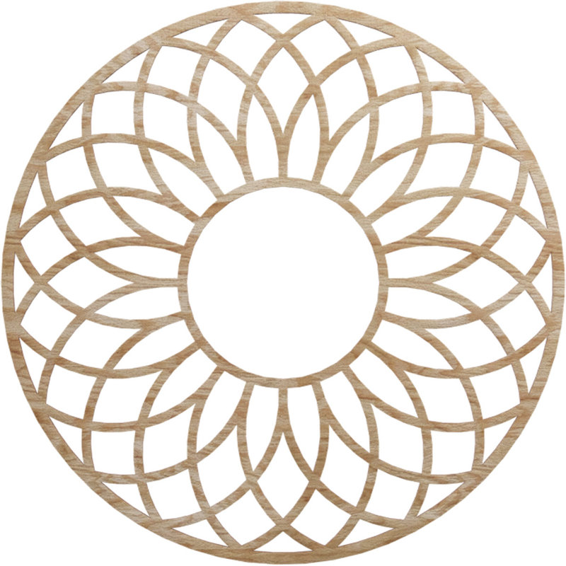 Médaillon de plafond en bois ajouré Cannes, H 34 po x l 34 po x P 0,38 po, Chêne rouge