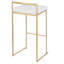 Tabouret de bar empilable Contemporary-Glam doré avec coussin en velours blanc - ensemble de 2