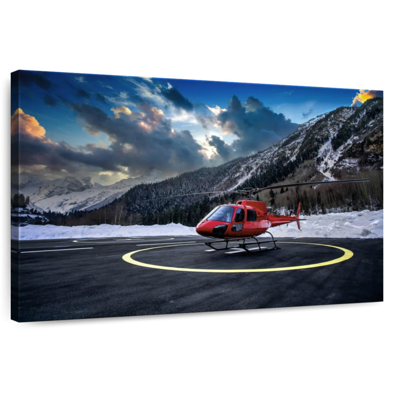 Winter Mountain Helicopter, 26" H x 39" W