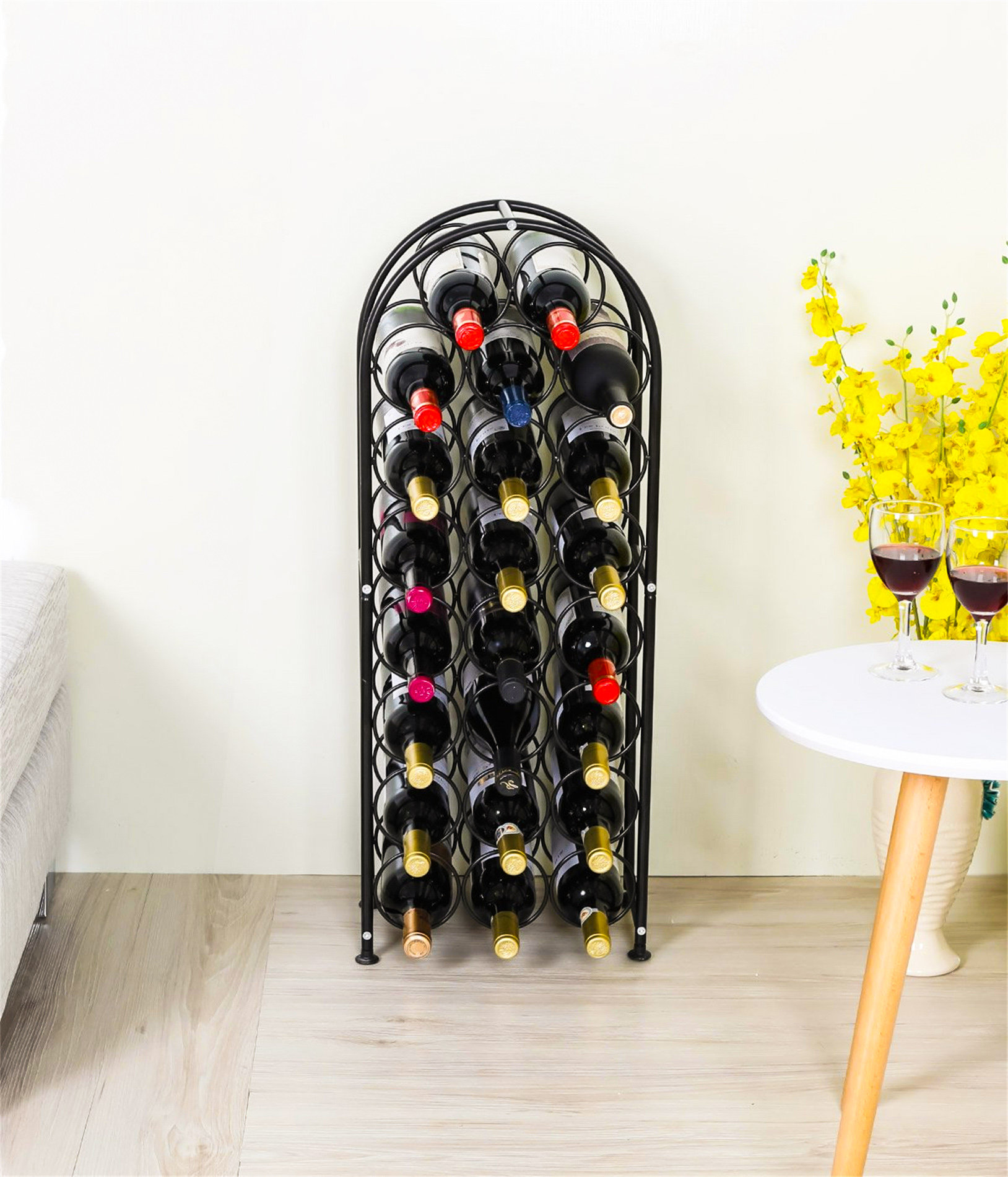 Belfry Kitchen 23 Bottles Arched Freestanding Floor Metal Wine Rack Wayfair