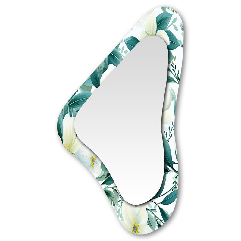 Motif botanique de feuillage océanique IV - décor d'art tropical en métal - miroir mural moderne asymétrique