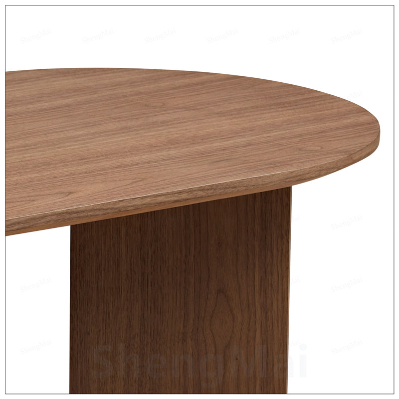 Longueur de la table basse ovale moderne en panneau de fibres à densité moyenne, base piédestal robuste pour les petits espaces de vie, idéale pour un appartement ou une chambre à coucher