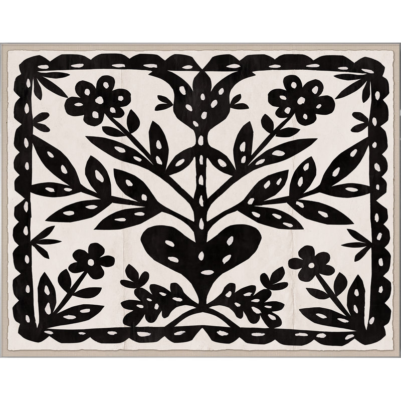 Black Flower Print by Paule Marrot, Acrylic Box, 44" H x 56" W x 1.25" D