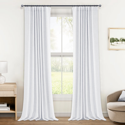 Rideaux 100% occultant 50 po en lin synthétique isolant et isolant pour fenêtre de chambre à coucher (ensemble de 2 panneaux)