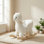 Cheval à bascule Safe Baby avec effets sonores, animal en peluche en peluche avec ceinture de sécurité pour tout-petits de 1 à 3 ans, fauteuil à bascule en bois pour jouer à l'intérieur et à l'extérieur