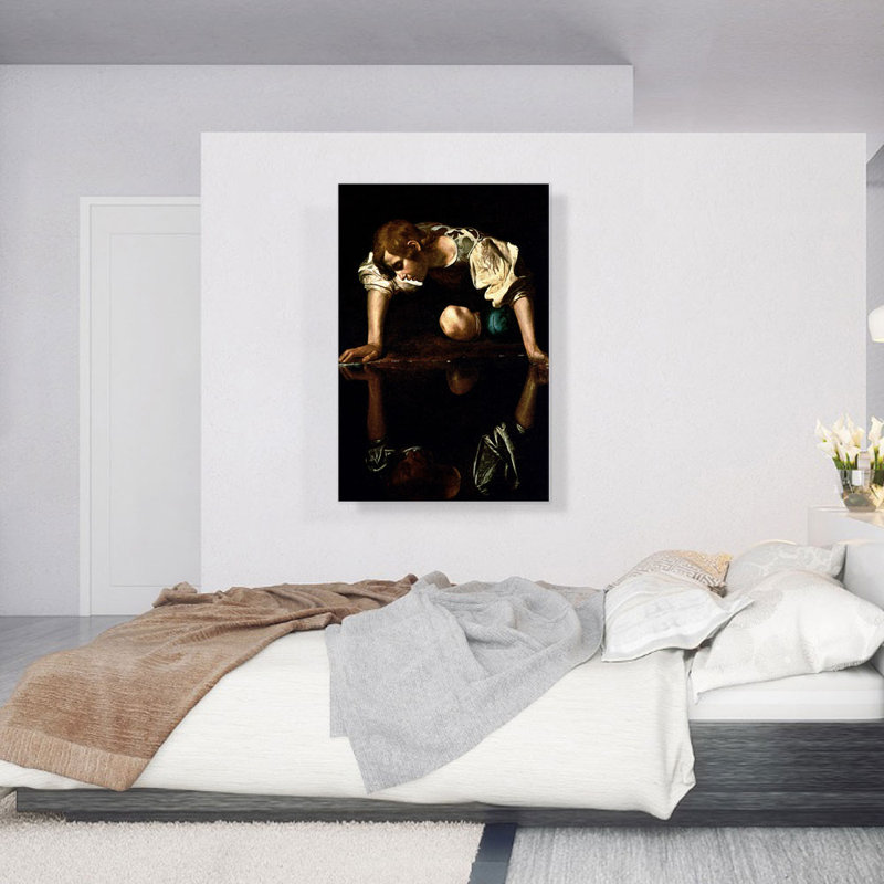 " Narcissus 1599 " by Caravaggio Painting Print, 40" H x 26" W x 0.75" D
