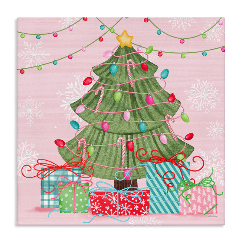 Merry Pinkmas Tree, toile par Nicole Tamarin, H 17 po x l 17 po