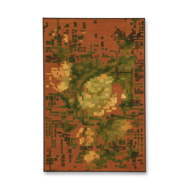 Tapis bleu tissé lavable rétro Mosso, 4'11" x 9'10"
