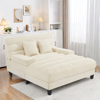 Modern Chenille Upholstered Chaise Lounge With Adjustable Backrest And Led Light Strip by Ivy Bronx