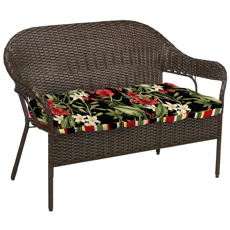 Sunbrella 44" x 18" Contoured Outdoor Wicker Bench Cushion, Multi-Colored