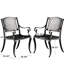 2 chaises de salle à manger en fonte d'aluminium - Assise en maille noire, robustes, pour terrasse, jardin, etc.