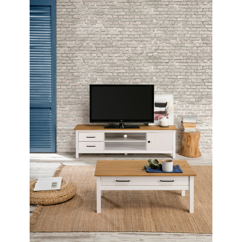 Giardina Unfinished TV Stand for TVs up to 55", White