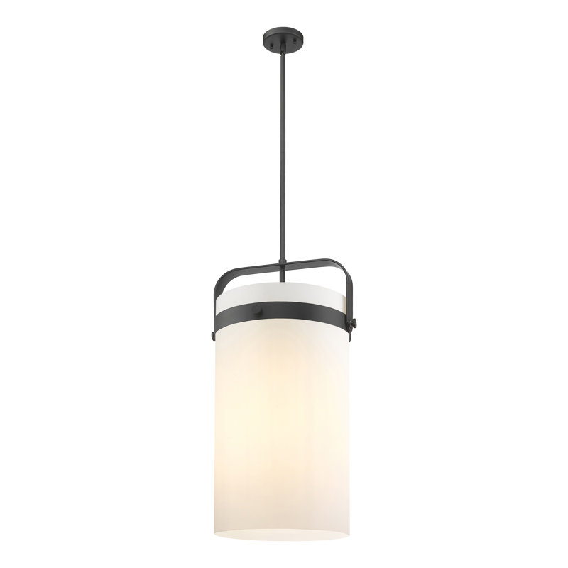 Luminaire suspendu 4 tiges Pilaster, Noir mat, Blanc mat