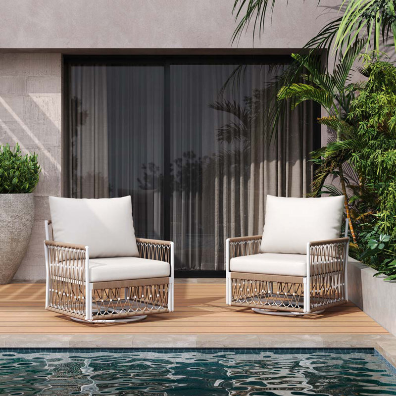 Chaise longue pivotante à 360 ° avec corde tissée à la main