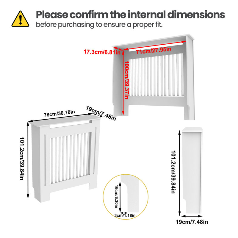 Abels Radiator Cover, 101.5cm H x 78cm W x 19cm D, 1