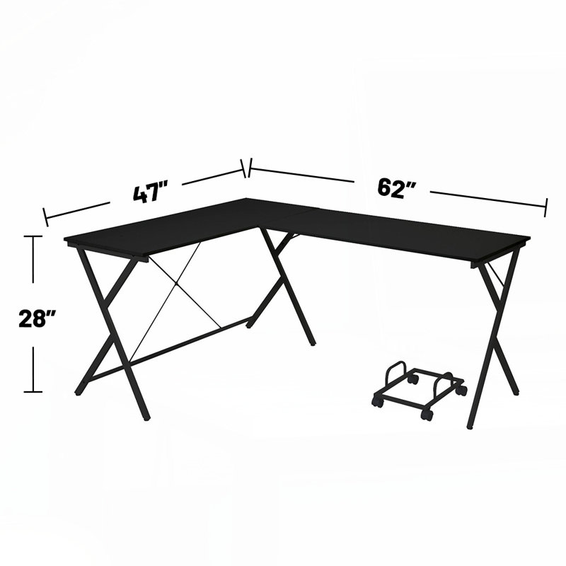 L-Shape Computer Desk with Computer Holder, Black