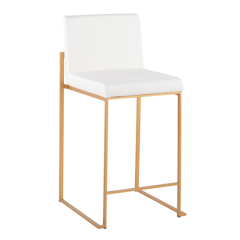 Tabouret de comptoir 26 po Fuji, 3, Doré, Blanc