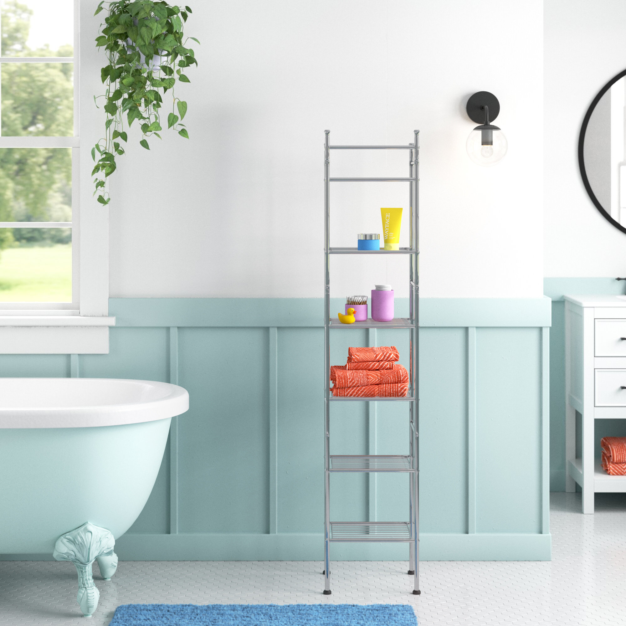 Wayfair bathroom shelf 2025 with towel bar