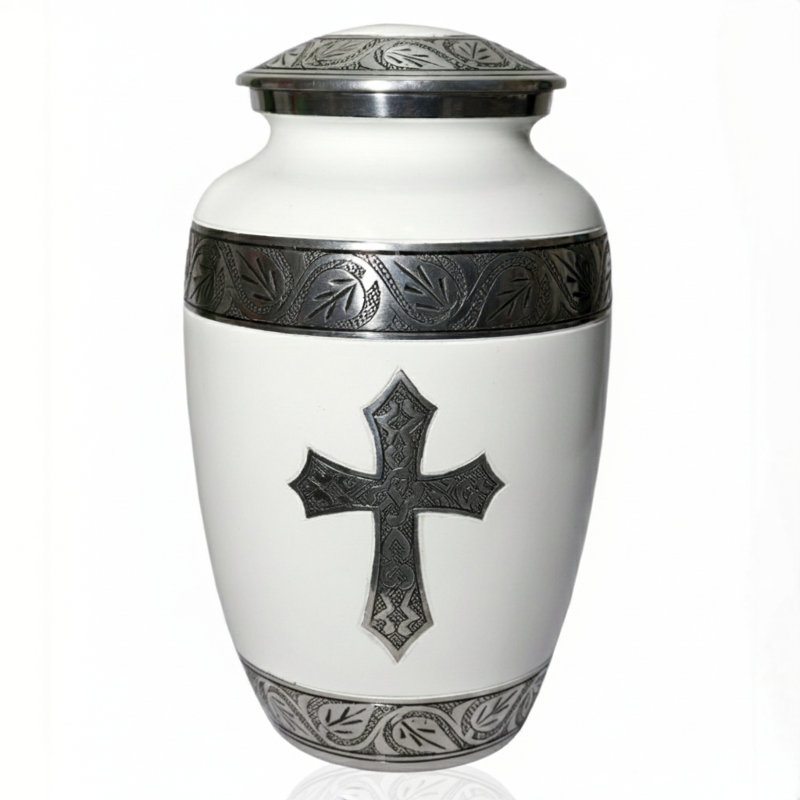 Urnes commémoratives croix décorative, Blanc