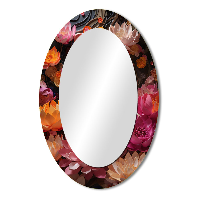 Miroir mural traditionnel ovale en or rose, 36 po x 24 po