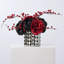 Gothic Romance - Black Magic Hydrangea, Peony & Red Rose Arrangement with Berries in Gunmetal Pyramid Spine Vase