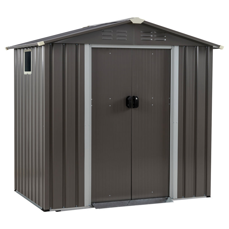  Outdoor Steel Storage Shed with Window, 71.3" H x 71.7" W x 46.5" D