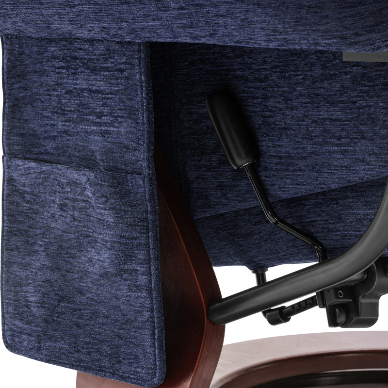 Grygorij Swivel Recliner Chair with Ottoman, and Vibration Massage, Blue Chenille