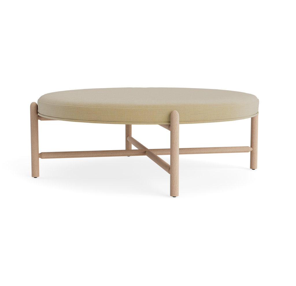 Vane 48" Upholstered Ottoman, Khaki, Oak