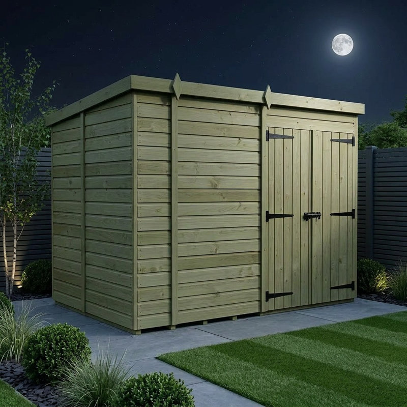 Total Sheds 9ft x 6ft Pent Garden Shed - Double Door - No Windows - Pressure Treated Timber - UK Manufactured