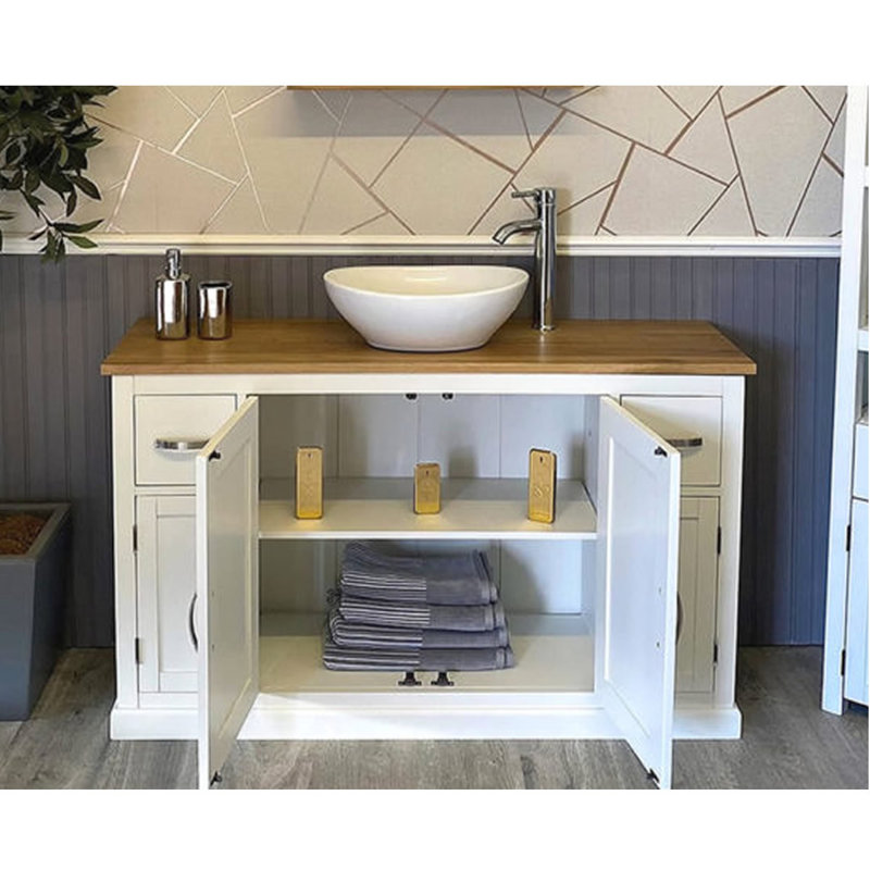 Andujar Solid Beech 1230mm Free-standing Single Vanity Unit with Basin & Faucet
